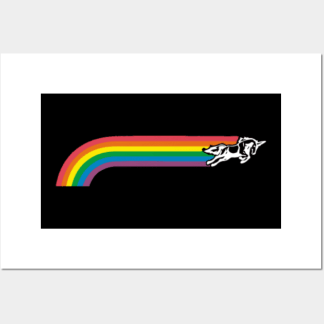 Jumping UNICORN RAINBOW STRIPE Wall Art by Xizin Gao